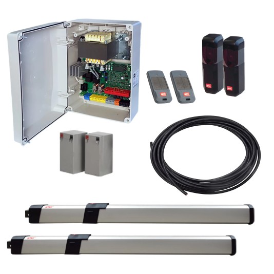BFT Giuno BT A50 UL Dual Kit LE Double Swing Gate Opener Kit With Battery Backup - KGIUNOULA50D-LE