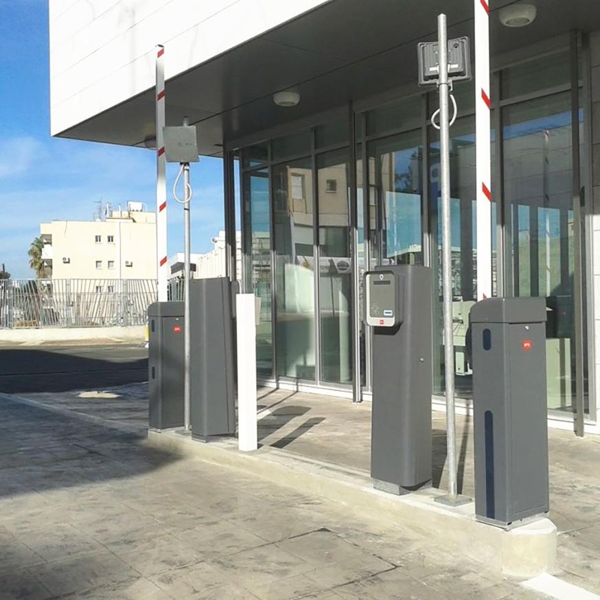Bollards outside a building